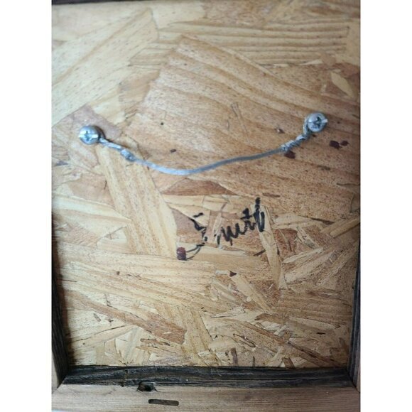 VINTAGE Ceramic Wall Cross Wall Plaque Tile Back Rustic Wood Frame Wall Hanging - Picture 5 of 8